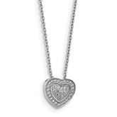 Sterling Silver Heart Necklace with CZ Embers, Elegant 18 Chain - 18